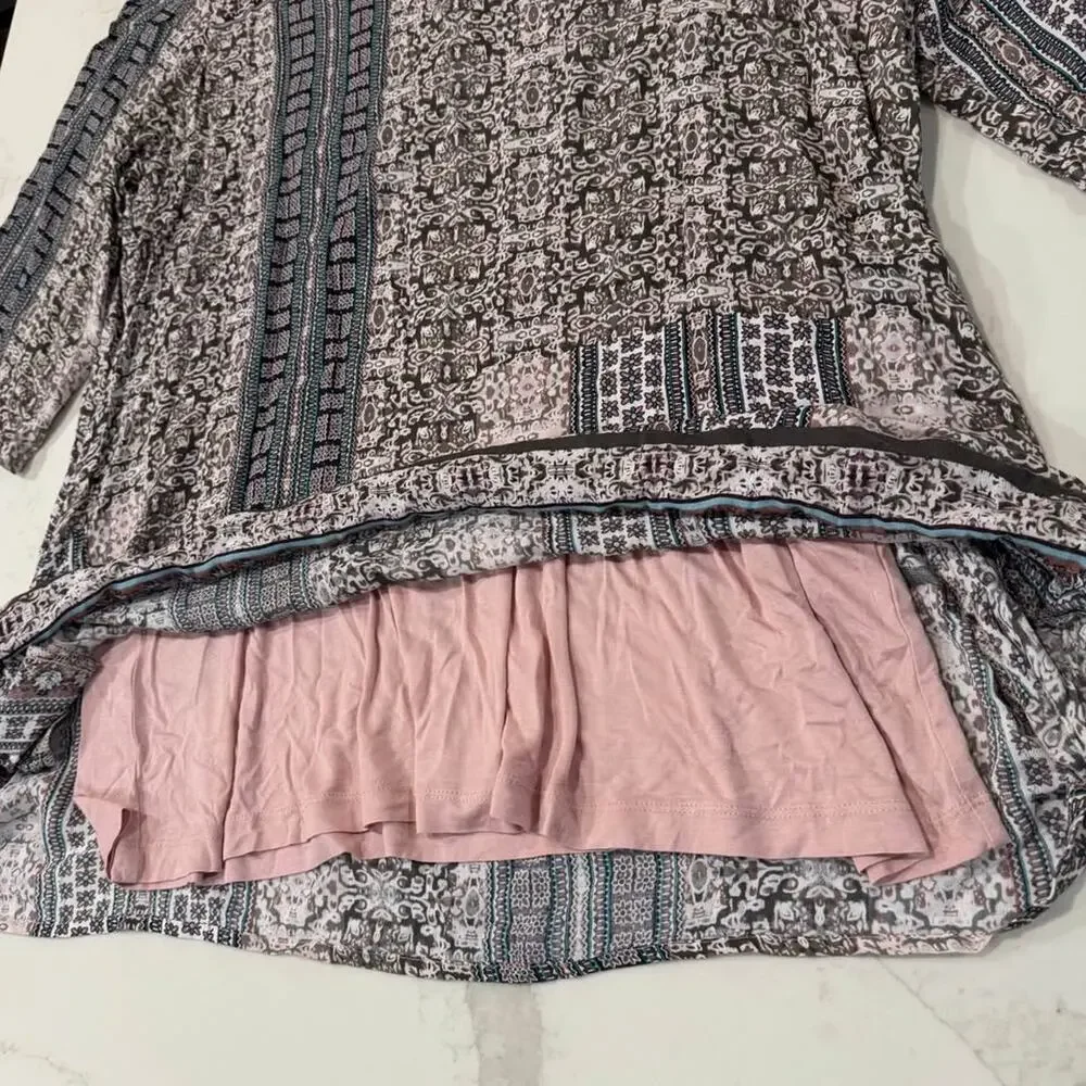 Yesta by X Two NWT Plus Size 3/4 Sleeve Tunic Top Womens 20 Lined Paisley Floral - Picture 7 of 9